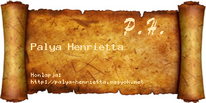 Palya Henrietta névjegykártya